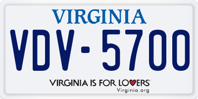 VA license plate VDV5700