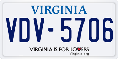 VA license plate VDV5706