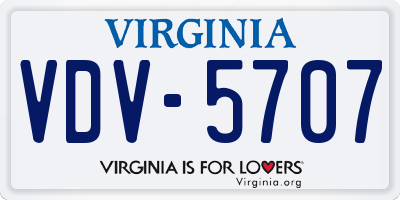 VA license plate VDV5707