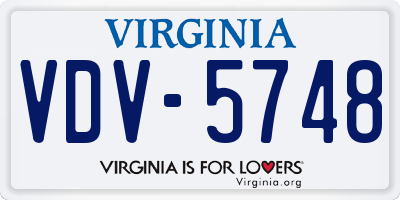 VA license plate VDV5748