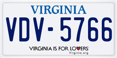 VA license plate VDV5766