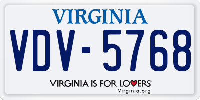 VA license plate VDV5768