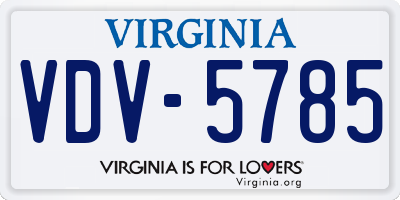 VA license plate VDV5785