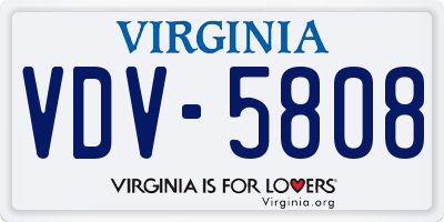 VA license plate VDV5808