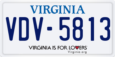 VA license plate VDV5813