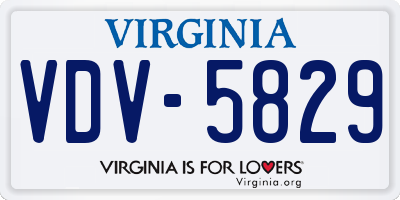 VA license plate VDV5829