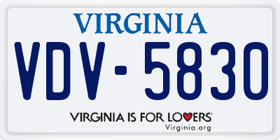 VA license plate VDV5830