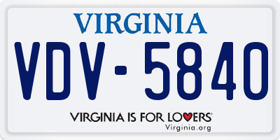 VA license plate VDV5840