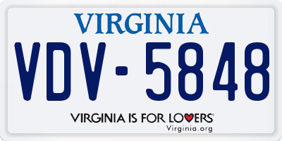 VA license plate VDV5848