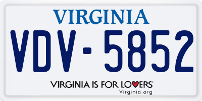 VA license plate VDV5852