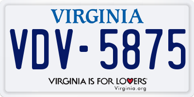VA license plate VDV5875