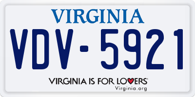 VA license plate VDV5921