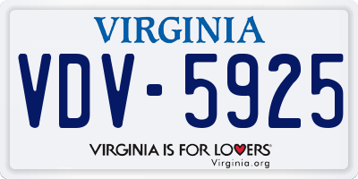 VA license plate VDV5925