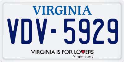 VA license plate VDV5929