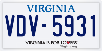 VA license plate VDV5931