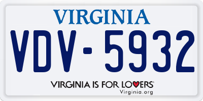 VA license plate VDV5932