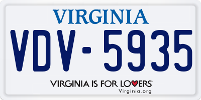 VA license plate VDV5935
