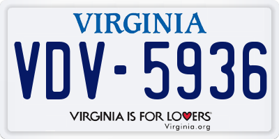 VA license plate VDV5936