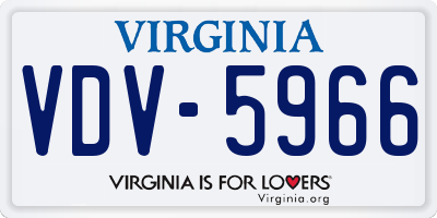 VA license plate VDV5966