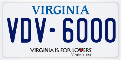 VA license plate VDV6000
