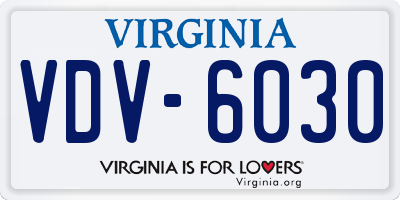 VA license plate VDV6030