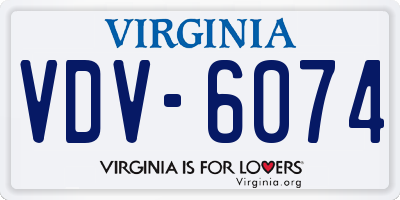 VA license plate VDV6074