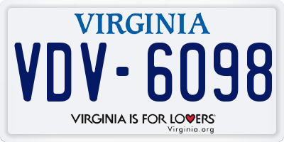 VA license plate VDV6098