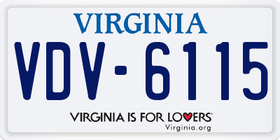 VA license plate VDV6115