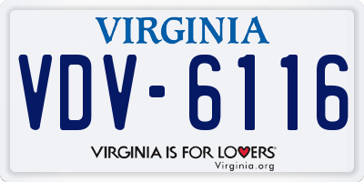 VA license plate VDV6116