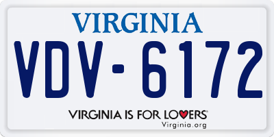 VA license plate VDV6172