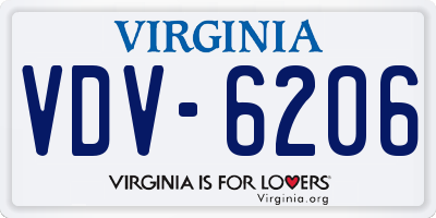 VA license plate VDV6206