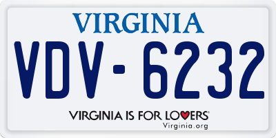 VA license plate VDV6232