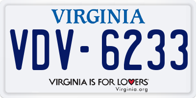 VA license plate VDV6233