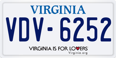 VA license plate VDV6252