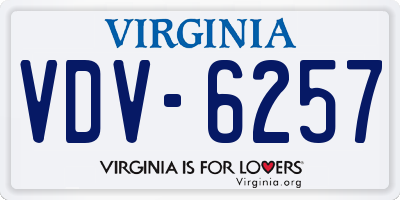 VA license plate VDV6257