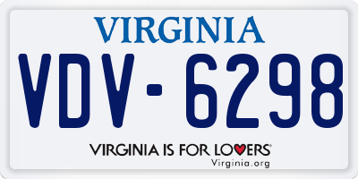 VA license plate VDV6298