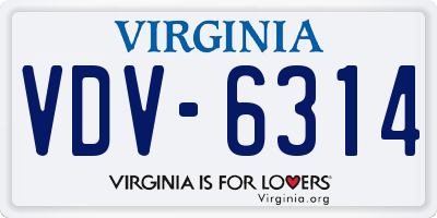 VA license plate VDV6314