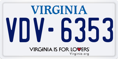 VA license plate VDV6353