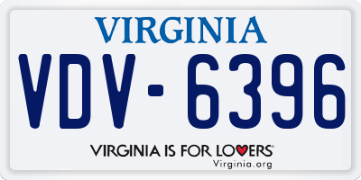 VA license plate VDV6396