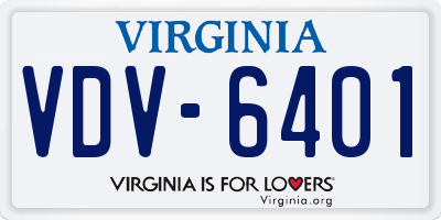 VA license plate VDV6401