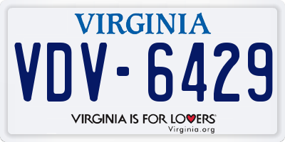 VA license plate VDV6429
