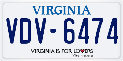 VA license plate VDV6474