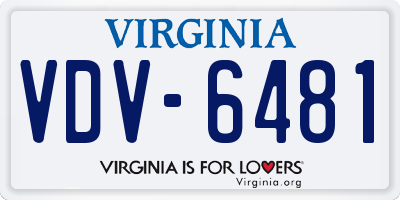 VA license plate VDV6481