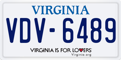 VA license plate VDV6489