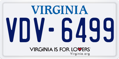 VA license plate VDV6499