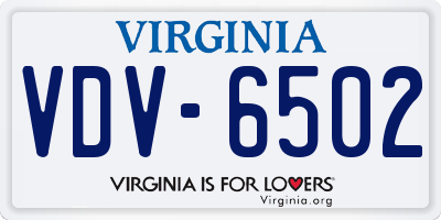 VA license plate VDV6502