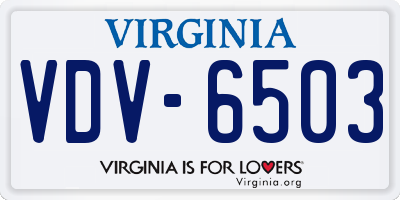 VA license plate VDV6503