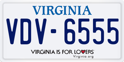 VA license plate VDV6555