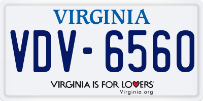 VA license plate VDV6560