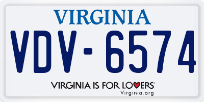VA license plate VDV6574